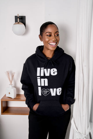 UNISEX BLACK live in love hoodie
