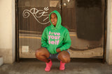 LIMITED EDITION: UNISEX love yourself hoodie (pink & green)